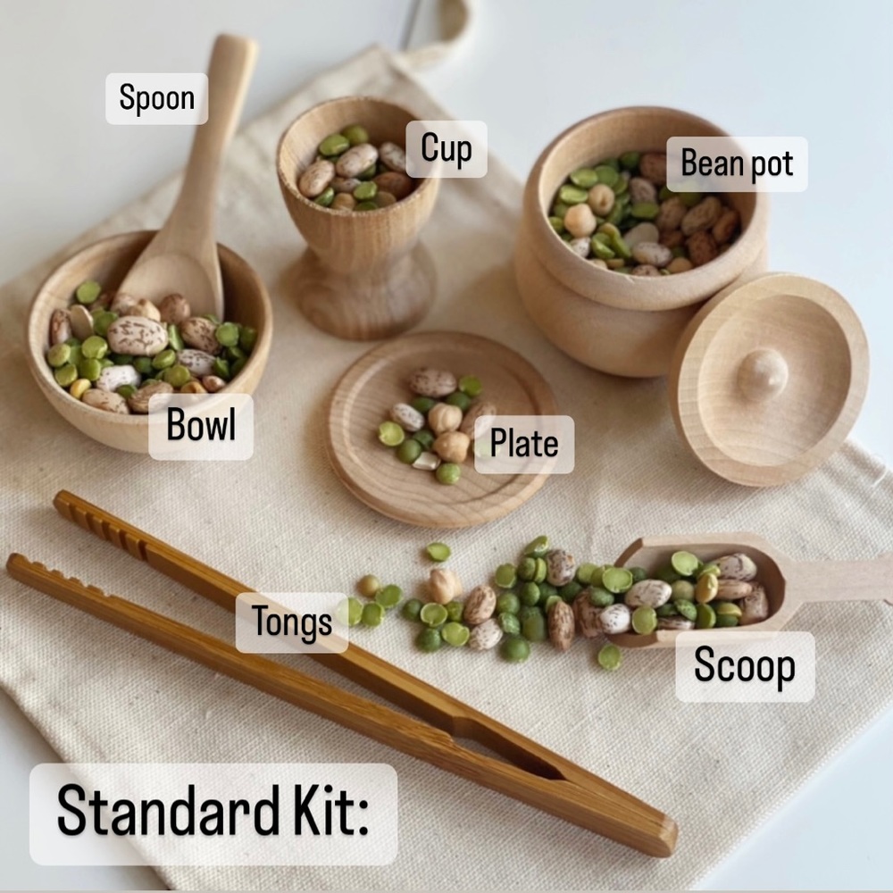 Montessori Waldorf Wooden Sensory Bin Tools Standard Starter Kit - Picture 5 of 6